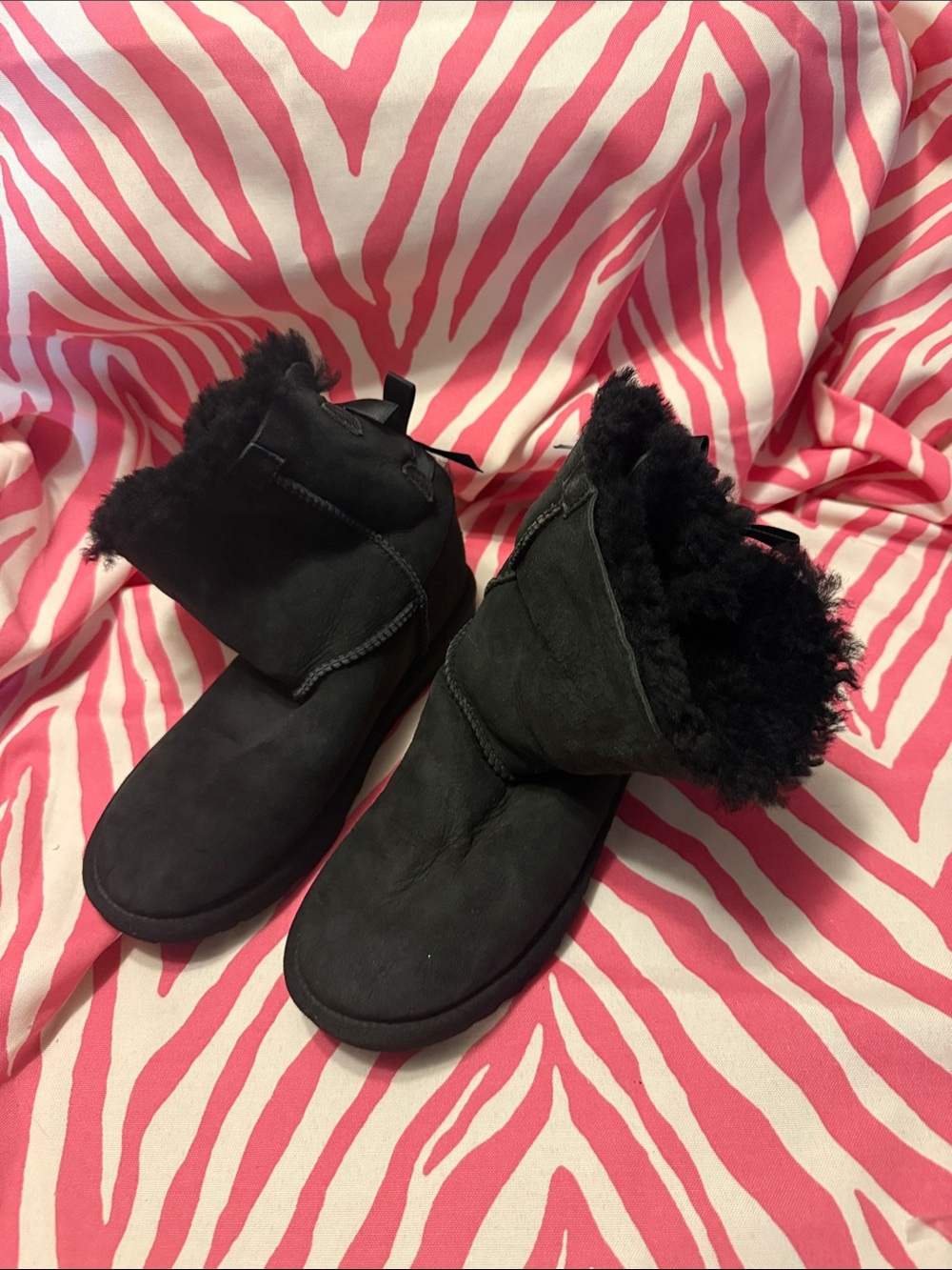UGG Black Shearling Ankle Slippers